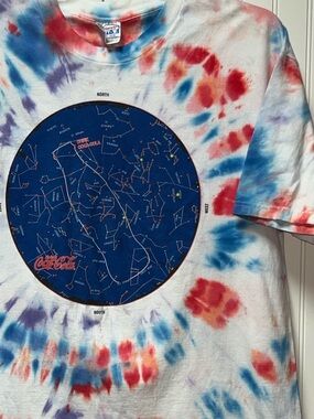 Y2K Coca Cola Tie Dye Astrology Zodiac Shirt XL Vintage Star Map Constellation